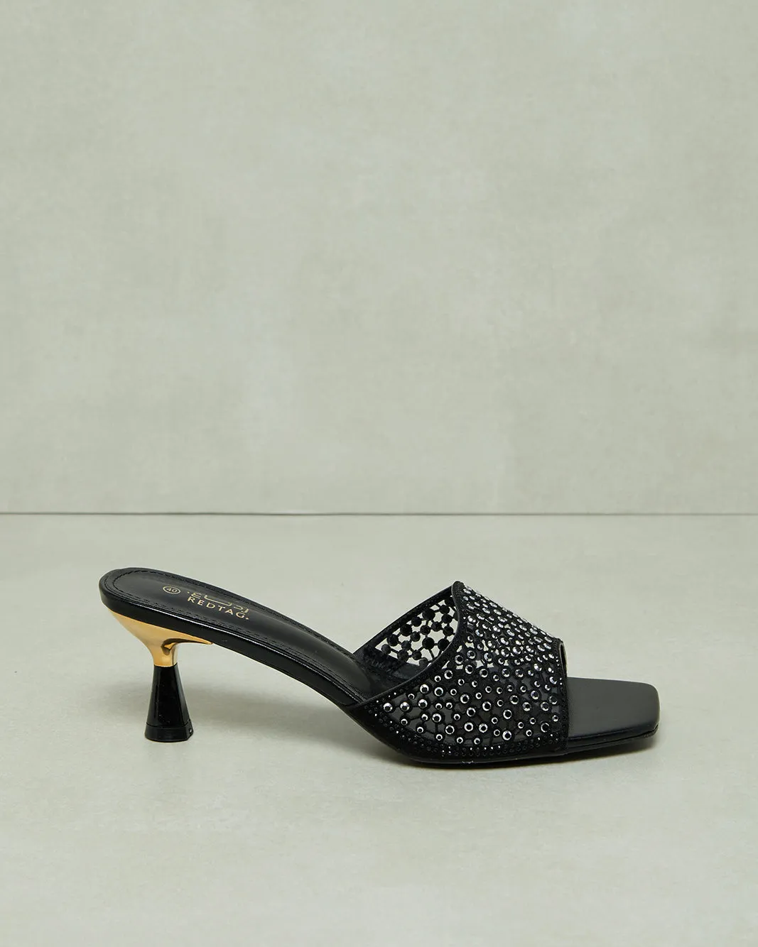 Women Black Diamante Mule sold by Redtag