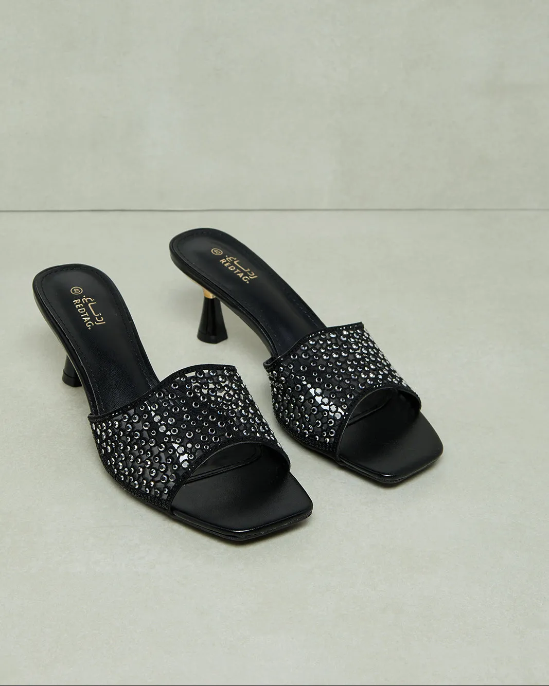 Women Black Diamante Mule sold by Redtag product image thumbnail 2