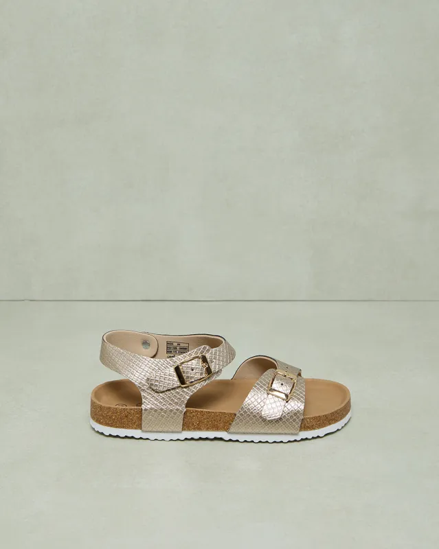 Senior Girls Gold Cork Sandal sold by Redtag