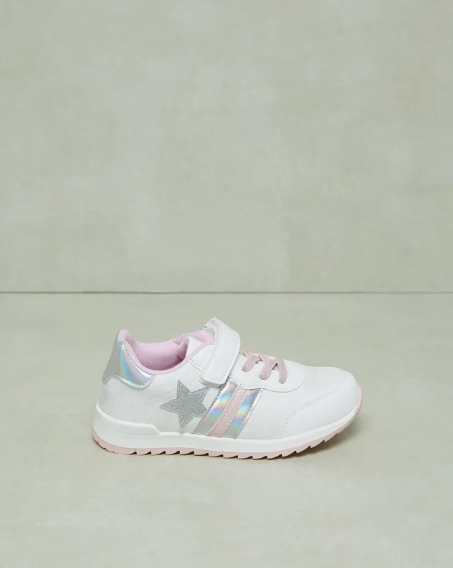 Girls White Star Patch Sneakers sold by Redtag