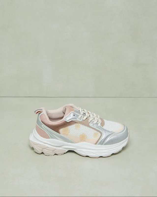 Senior Girls Multicolour Floral Trainer sold by Redtag