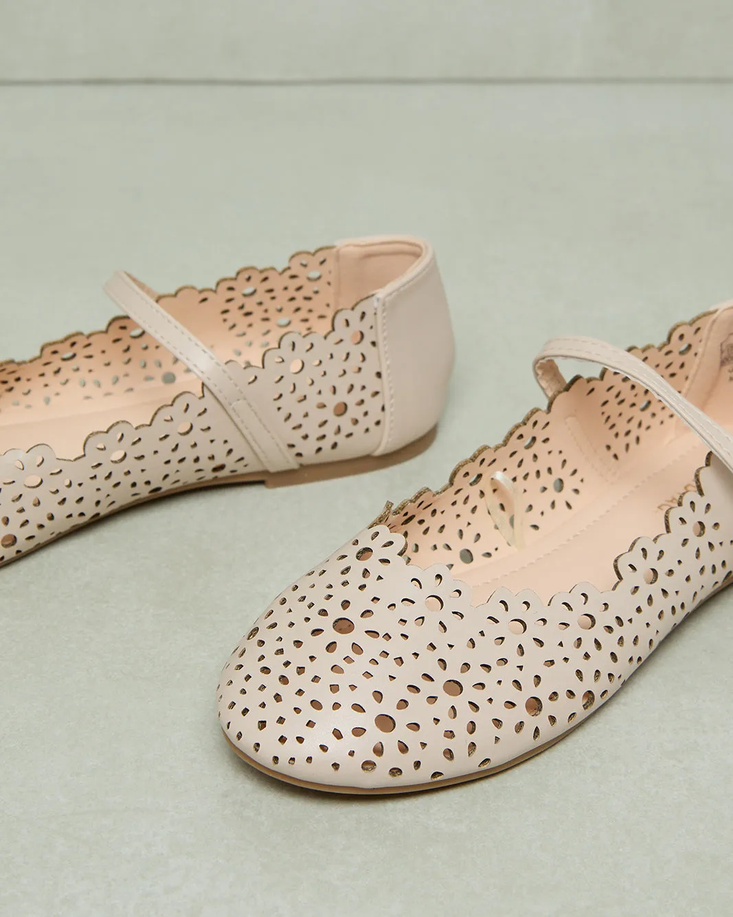 Girls Beige Embossed Ballerina sold by Redtag product image thumbnail 3