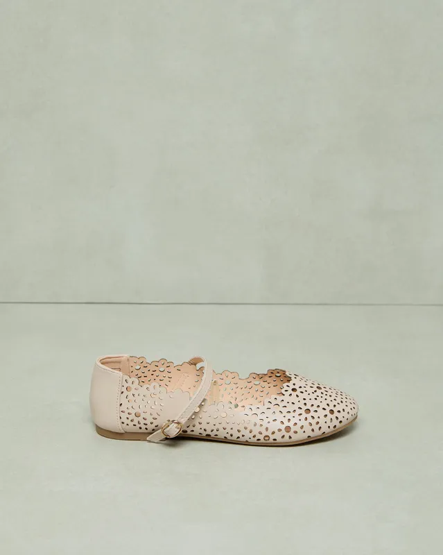 Girls Beige Embossed Ballerina sold by Redtag