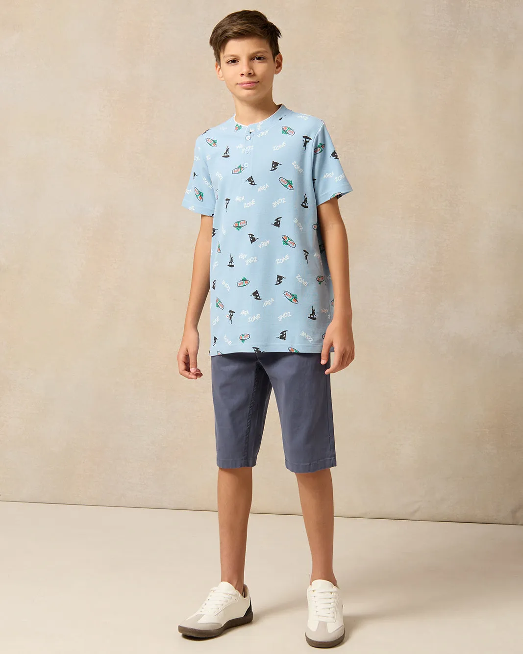 Senior Boys Blue Printed Polo Shirt sold by Redtag product image thumbnail 2