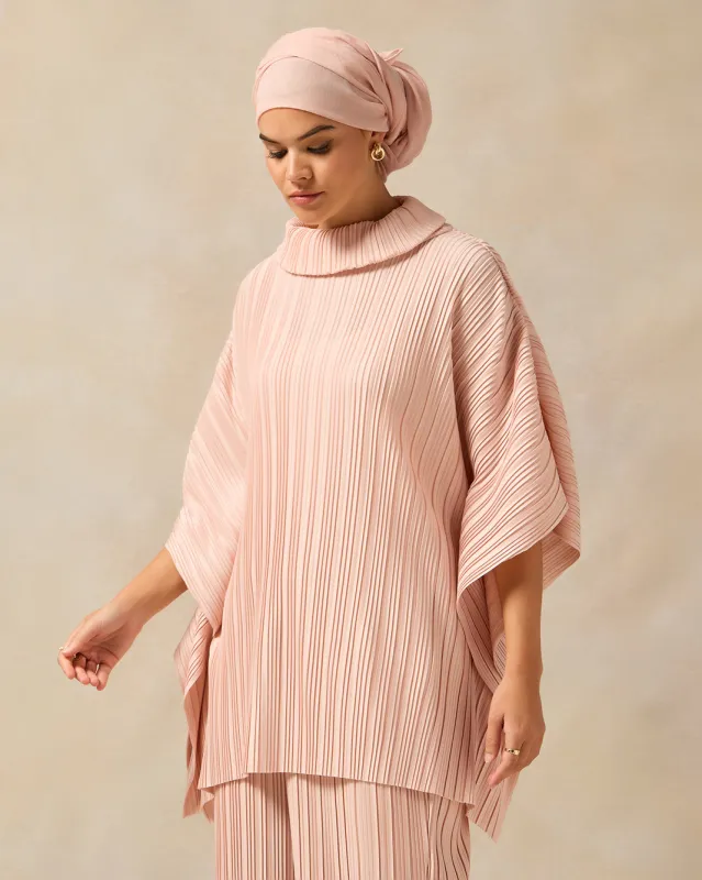 Women Pink Pleated High Neck Blouse sold by Redtag