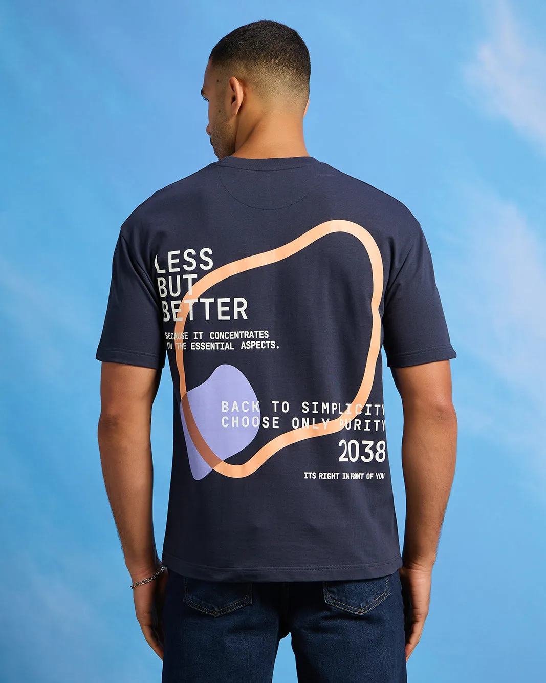 Men Navy Terry Printed T-Shirt sold by Redtag product image thumbnail 3