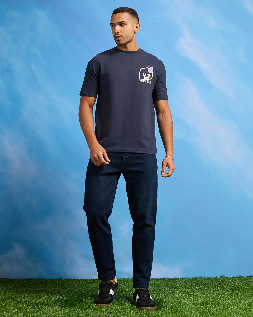 Men Navy Terry Printed T-Shirt sold by Redtag product image thumbnail 2