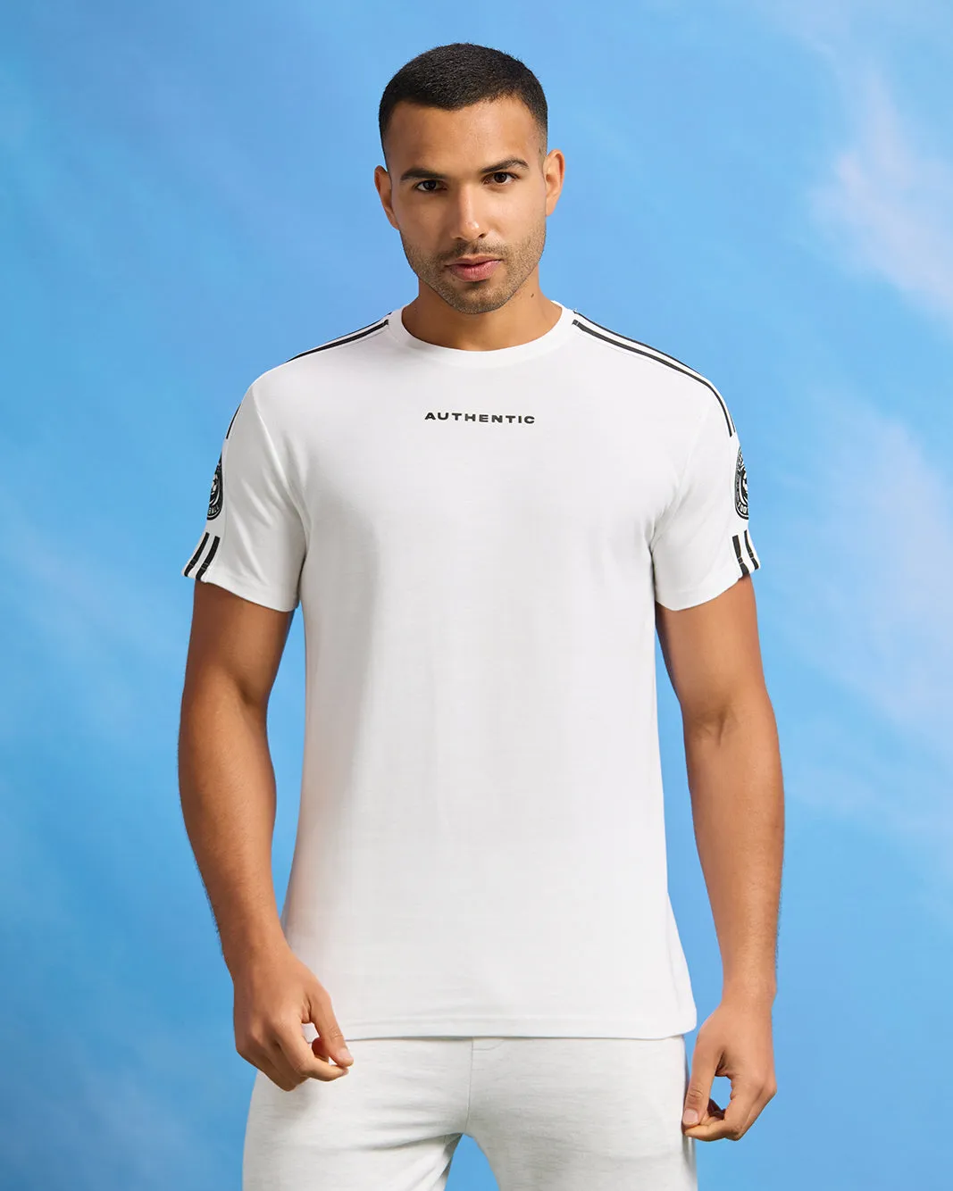 Men White Pique Active T-Shirt sold by Redtag
