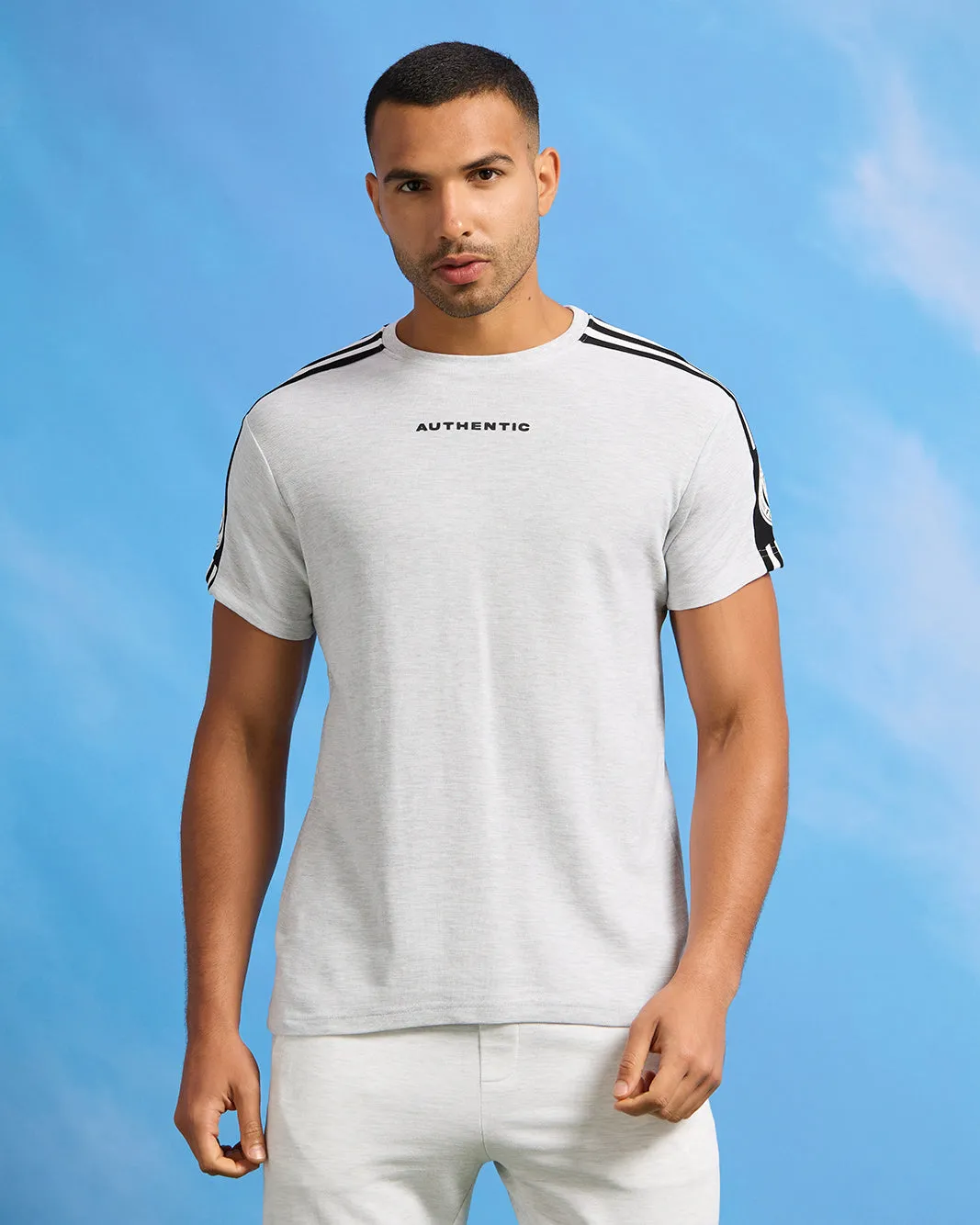 Men Grey Pique Active T-Shirt sold by Redtag