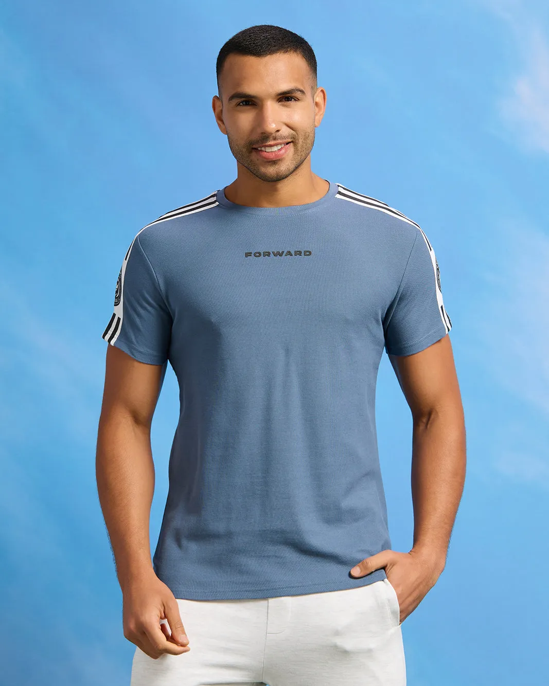 Men Blue Pique Active T-Shirt sold by Redtag
