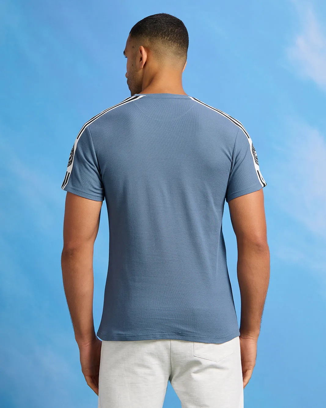 Men Blue Pique Active T-Shirt sold by Redtag product image thumbnail 3