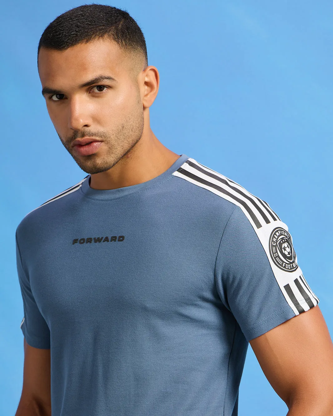 Men Blue Pique Active T-Shirt sold by Redtag product image thumbnail 4