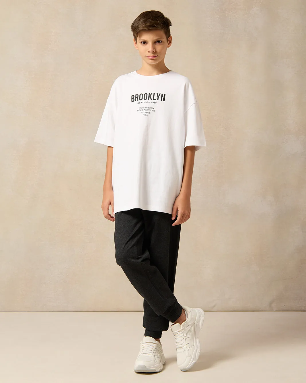 Senior Boys White Brooklyn New York 1988 Print Over Size T-Shirt sold by Redtag product image thumbnail 2