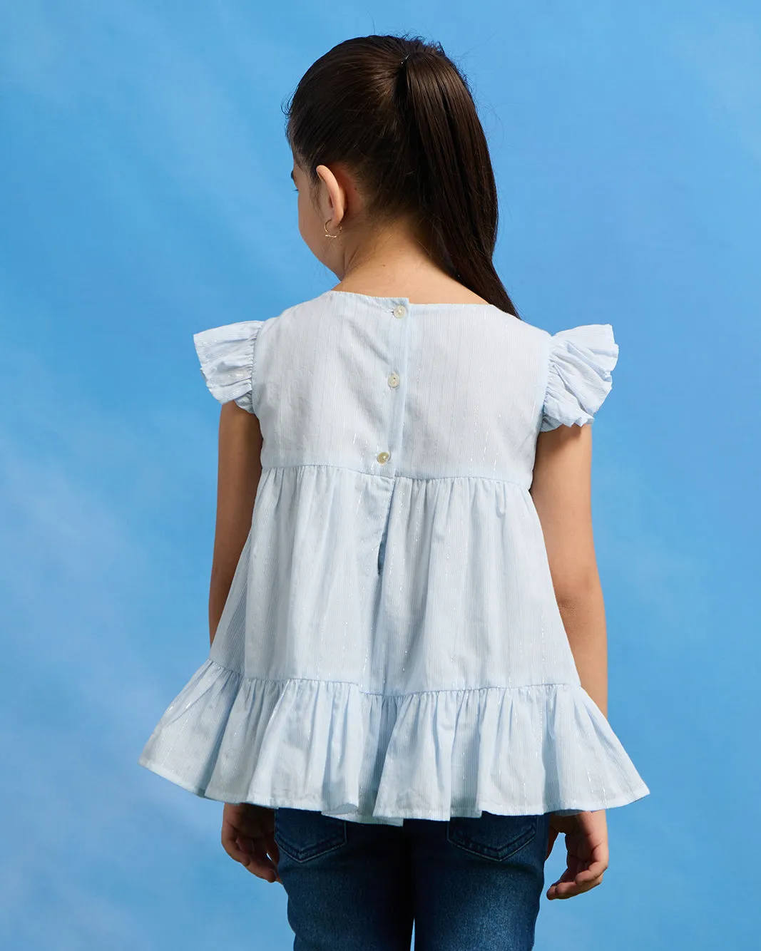 Girls Blue Button Back Blouse sold by Redtag product image thumbnail 3
