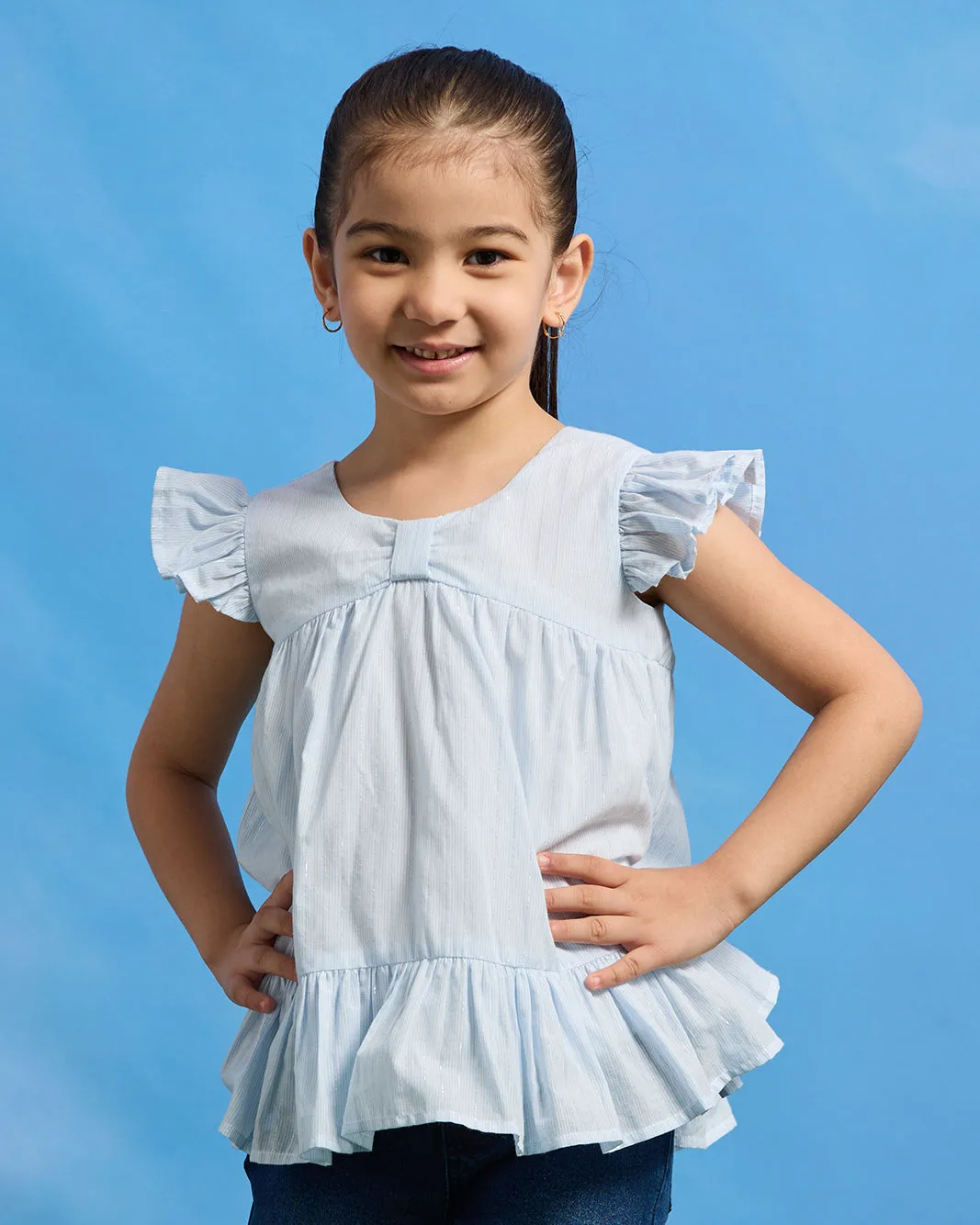 Girls Blue Button Back Blouse sold by Redtag