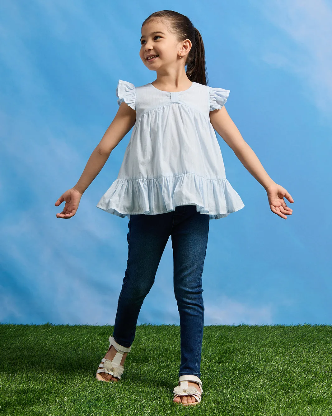 Girls Blue Button Back Blouse sold by Redtag product image thumbnail 2