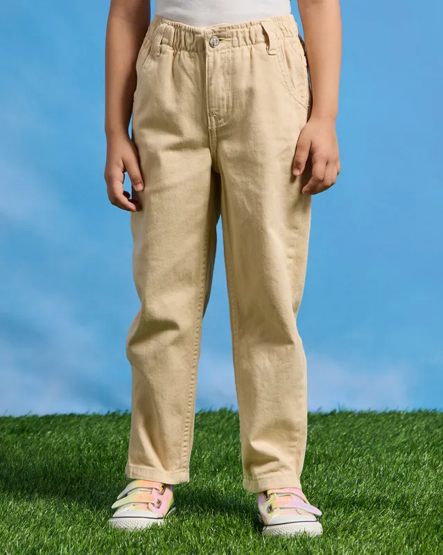 Girls Yellow Paper bag Pants sold by Redtag