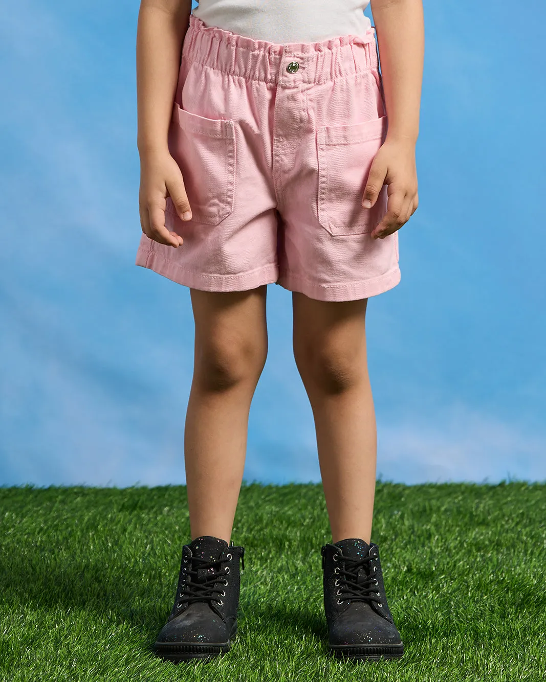 Girls Pink Denim Shorts sold by Redtag