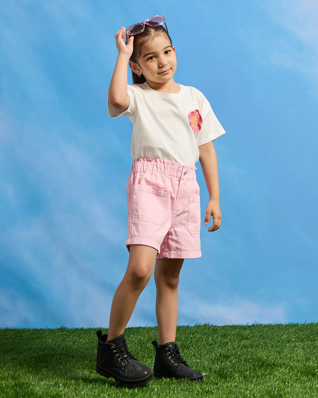 Girls Pink Denim Shorts sold by Redtag product image thumbnail 2