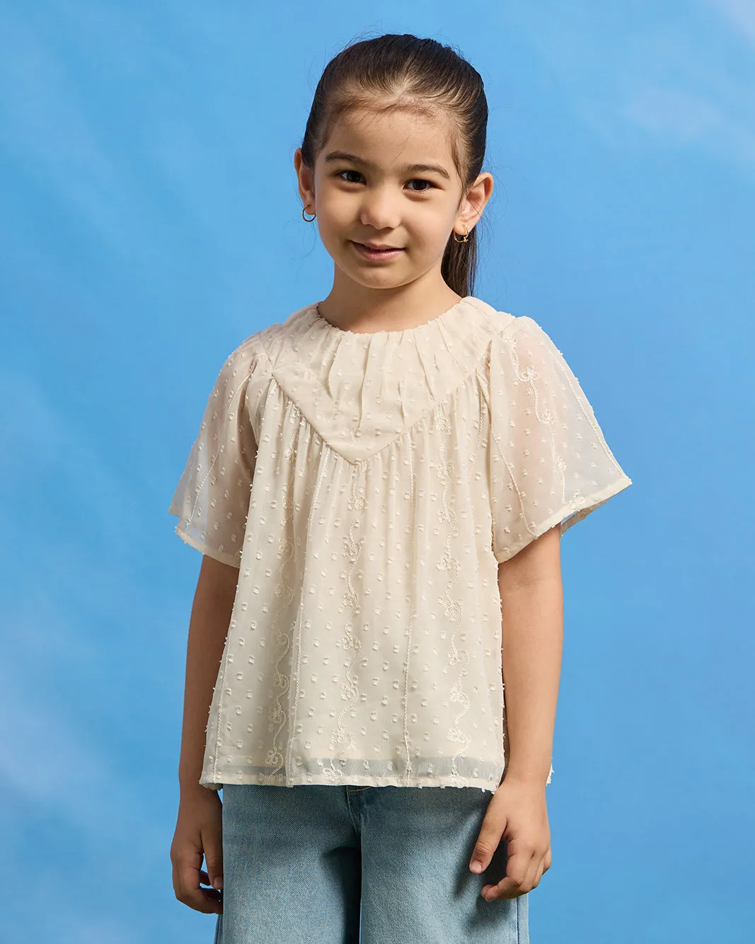 Girls Beige Textured Blouse sold by Redtag