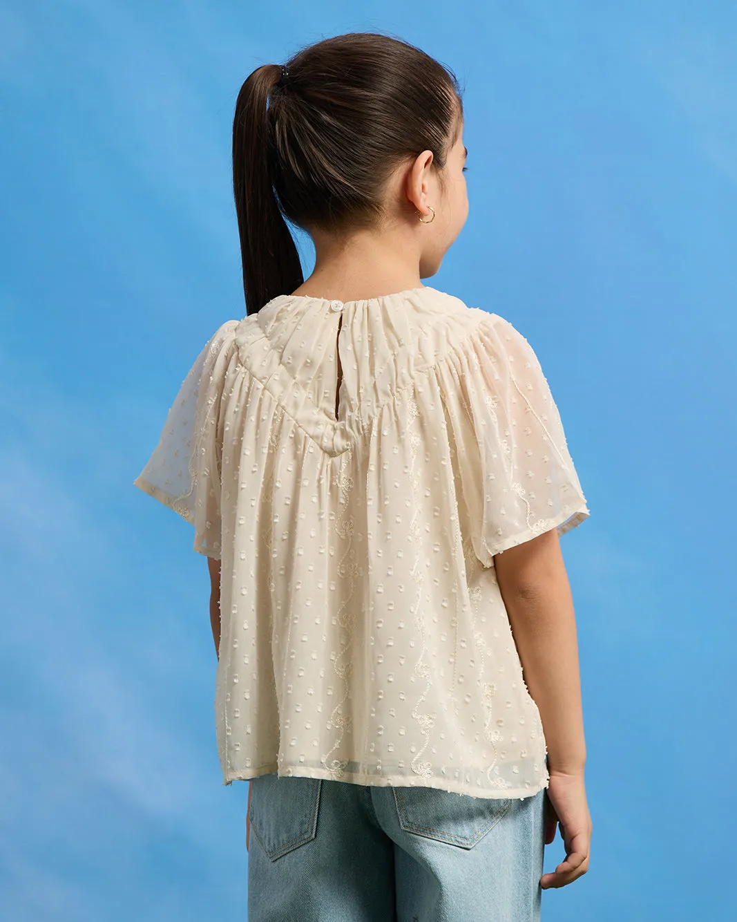 Girls Beige Textured Blouse sold by Redtag product image thumbnail 3