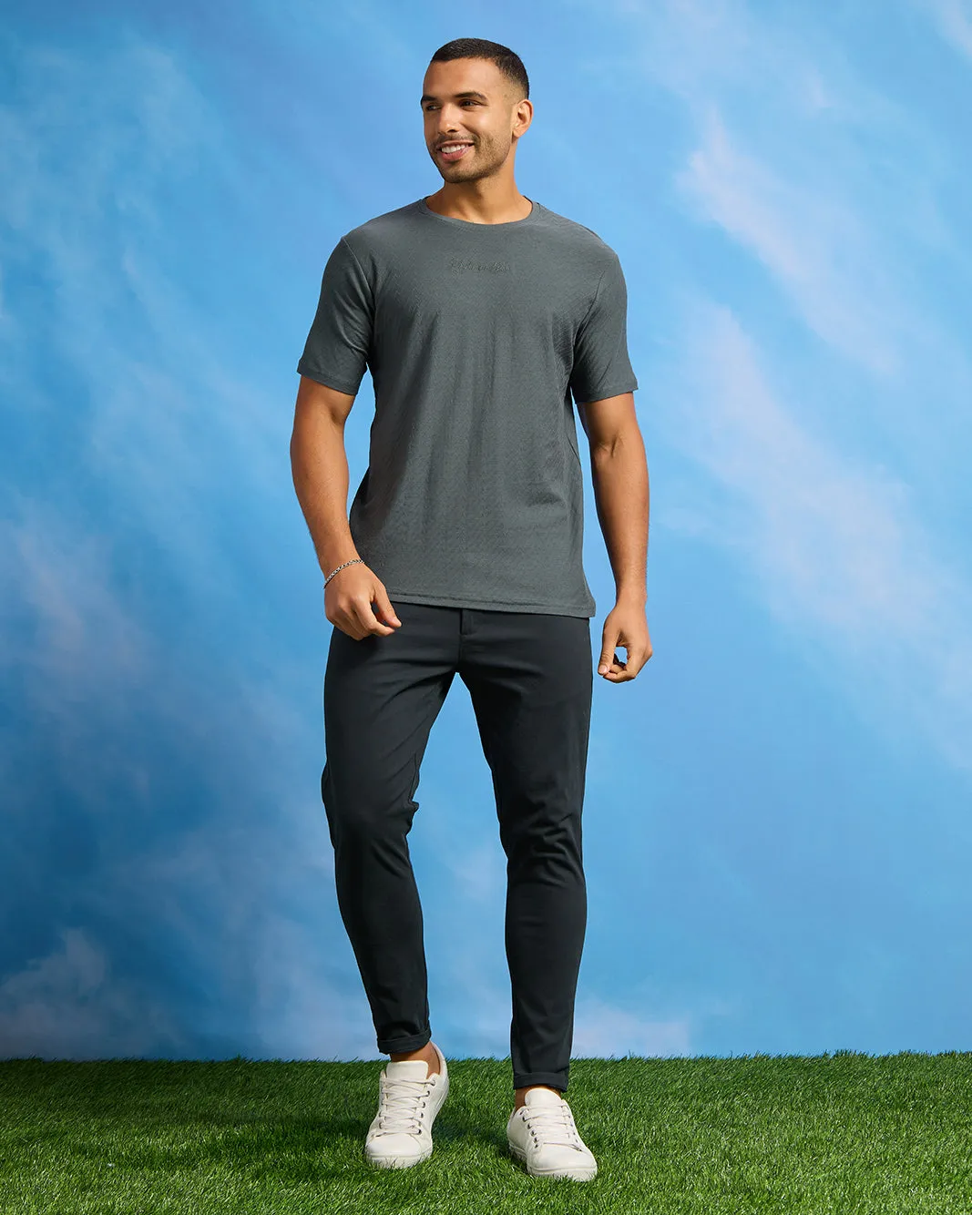 Men Grey Jacquard T-Shirt sold by Redtag product image thumbnail 2