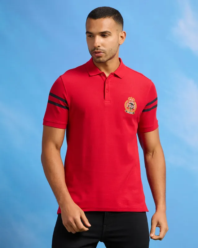 Men Red Badge Embellished Polo Shirt sold by Redtag