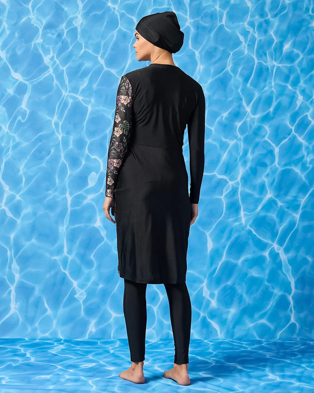 Women Black Printed Long Length Burkini With Cap (3 Piece) sold by Redtag product image thumbnail 4
