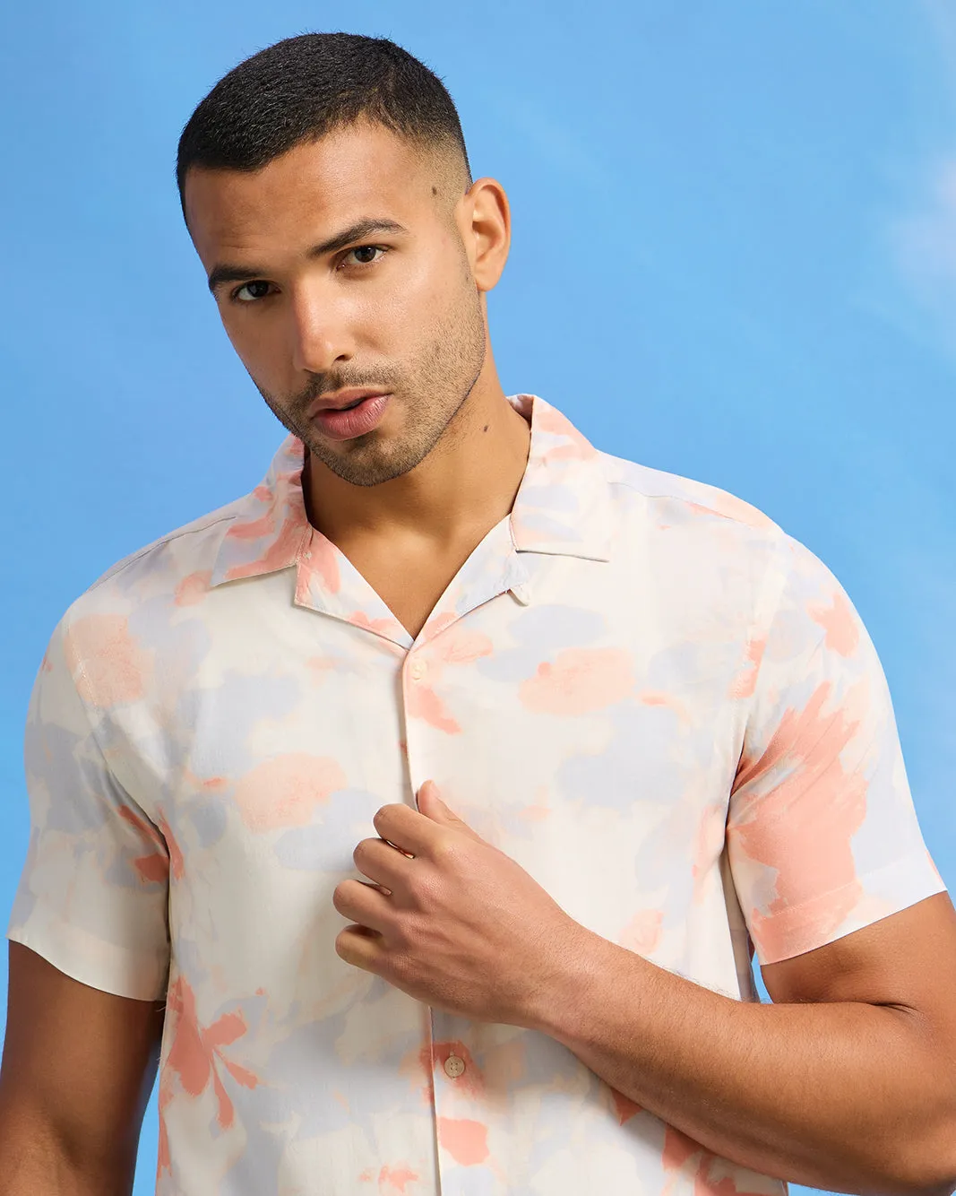 Men Beige Collared Resort Shirt sold by Redtag product image thumbnail 4