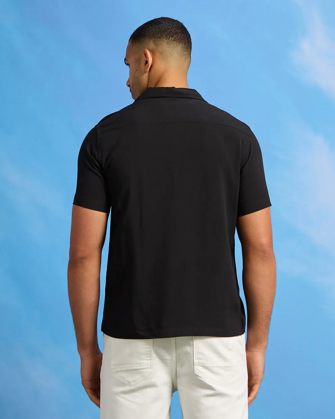 Men Black Solid Resort Shirt sold by Redtag product image thumbnail 3