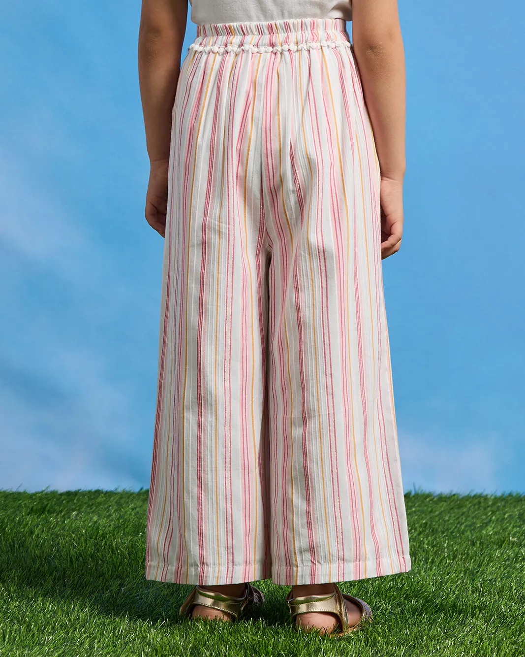 Girls Pink Striped Casual Trouser sold by Redtag product image thumbnail 3