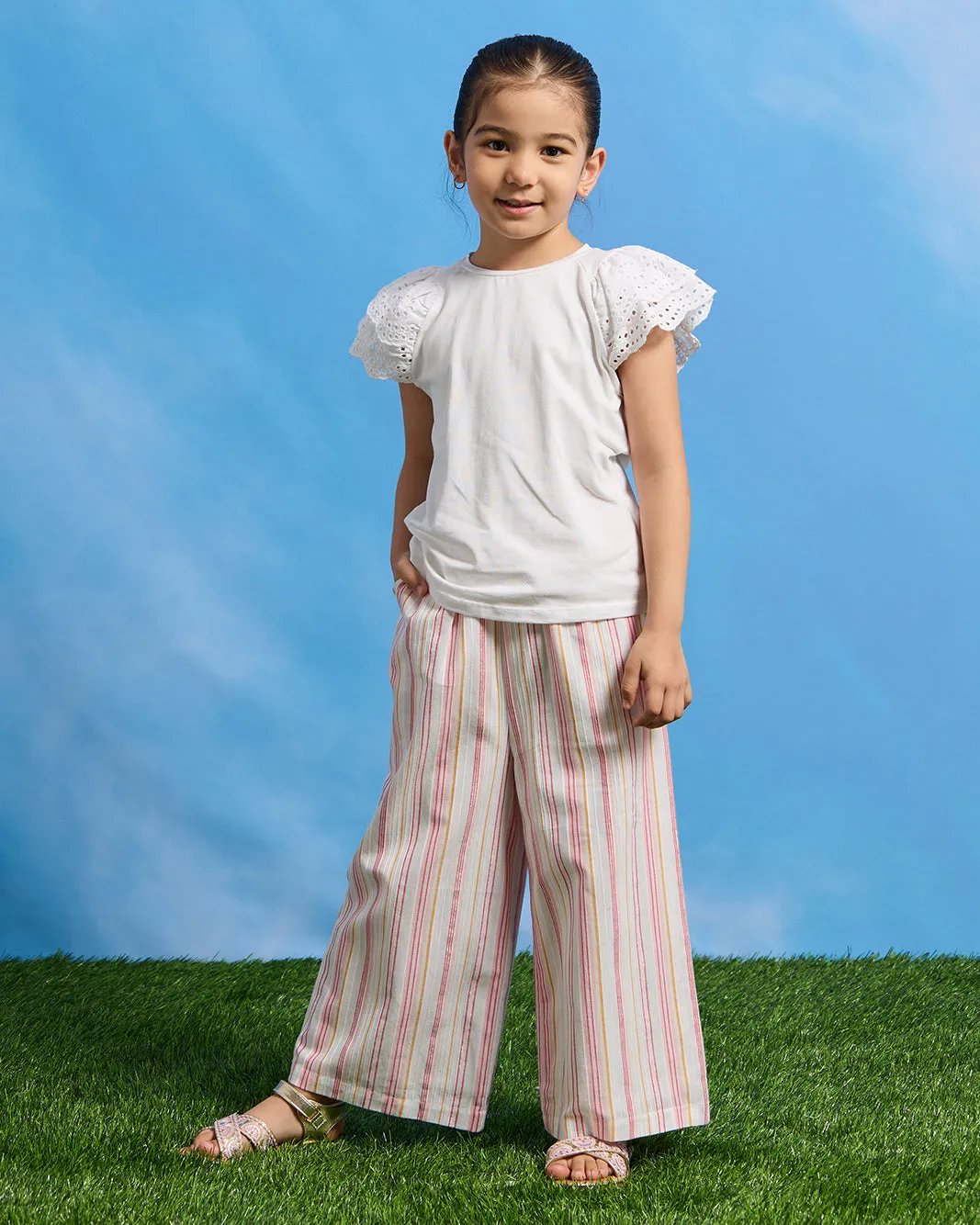 Girls Pink Striped Casual Trouser sold by Redtag product image thumbnail 2