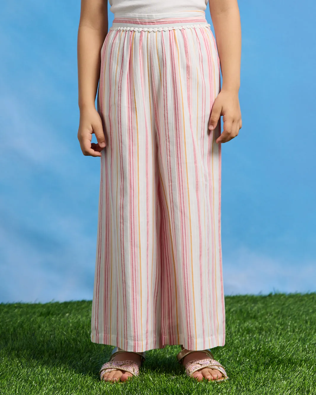 Girls Pink Striped Casual Trouser sold by Redtag
