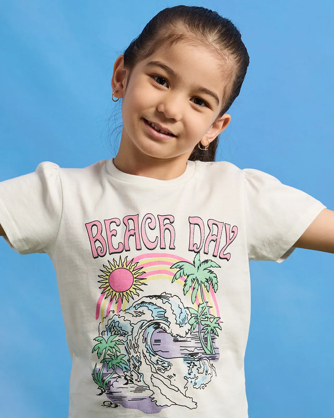 Girls Ivory Beach Day Print T-Shirt sold by Redtag product image thumbnail 4