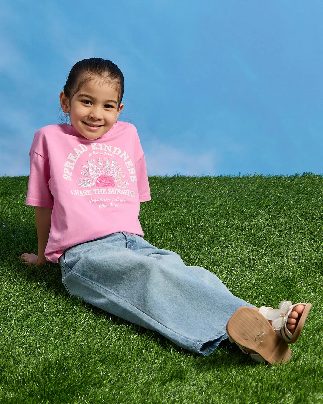 Girls Pink Spread Kindness Print Boxy T-Shirt sold by Redtag