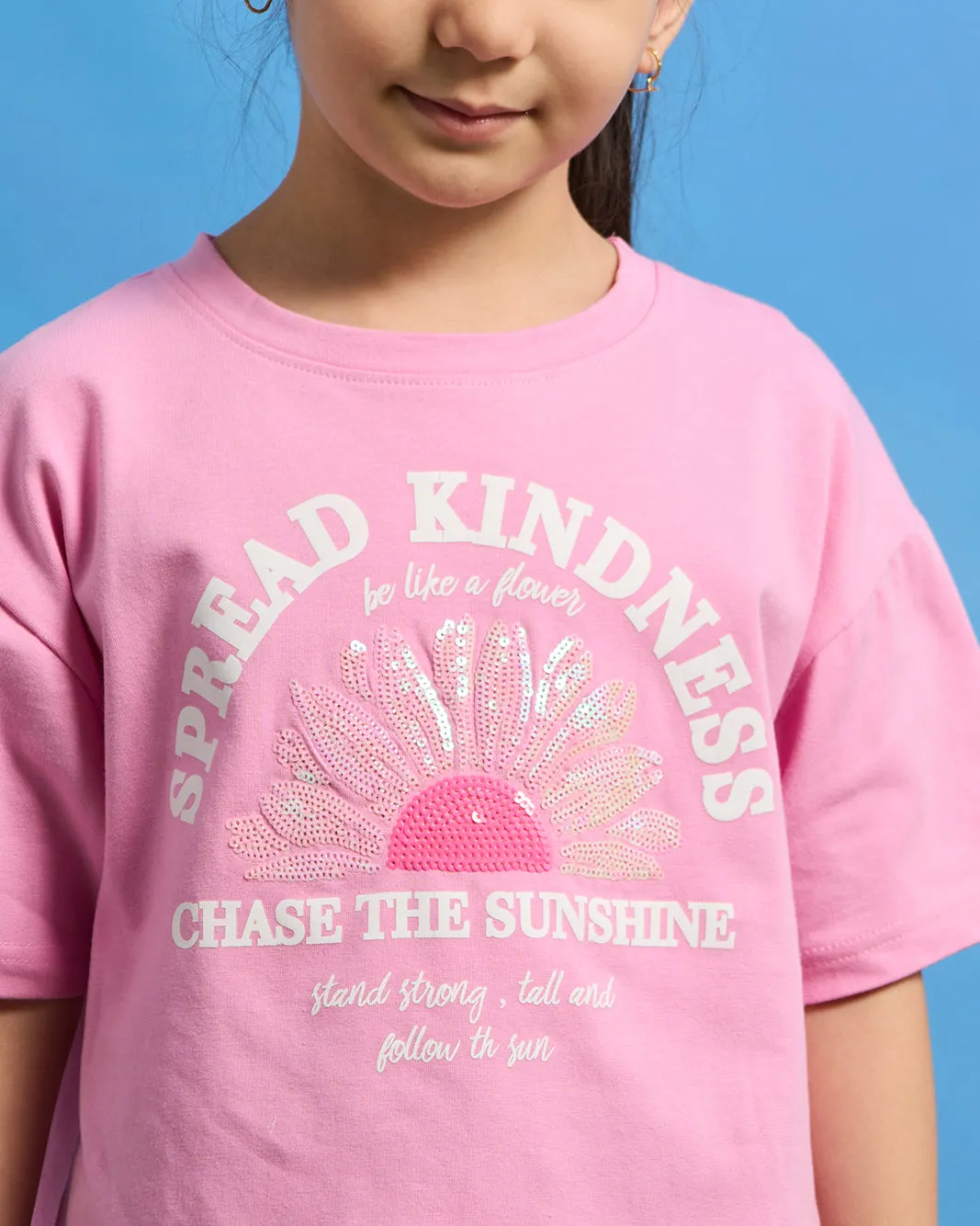Girls Pink Spread Kindness Print Boxy T-Shirt sold by Redtag product image thumbnail 4