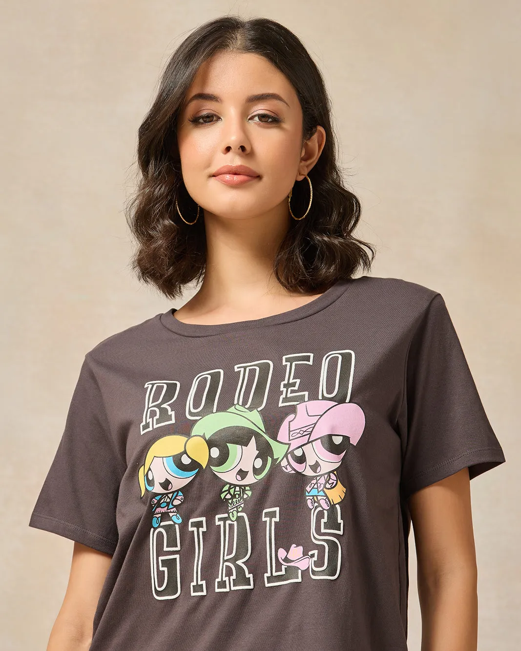 Women Charcoal Printed T-Shirt sold by Redtag product image thumbnail 4