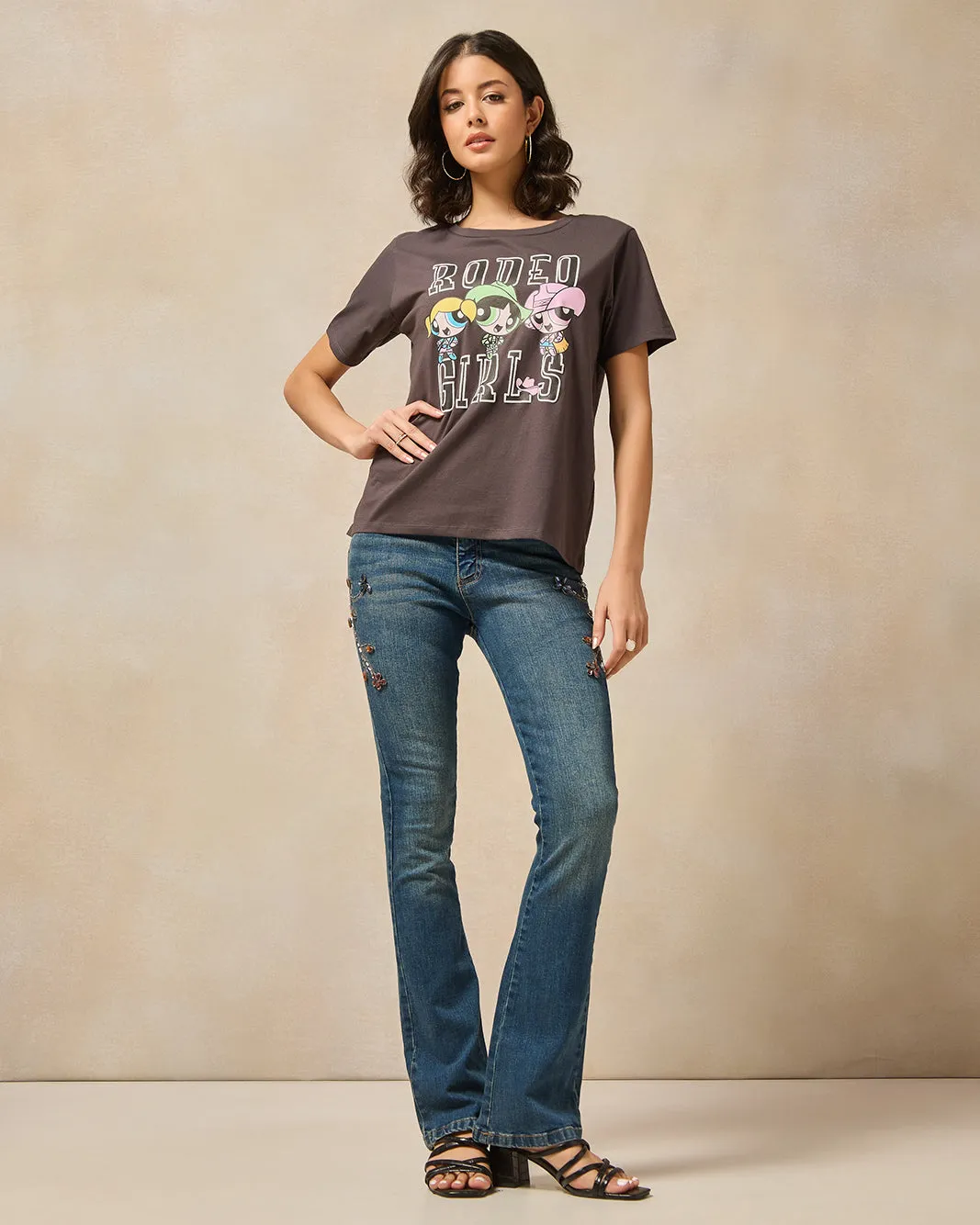 Women Charcoal Printed T-Shirt sold by Redtag product image thumbnail 2