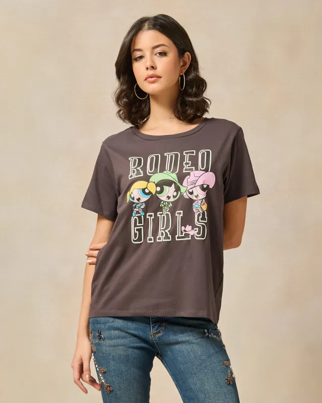 Women Charcoal Printed T-Shirt sold by Redtag