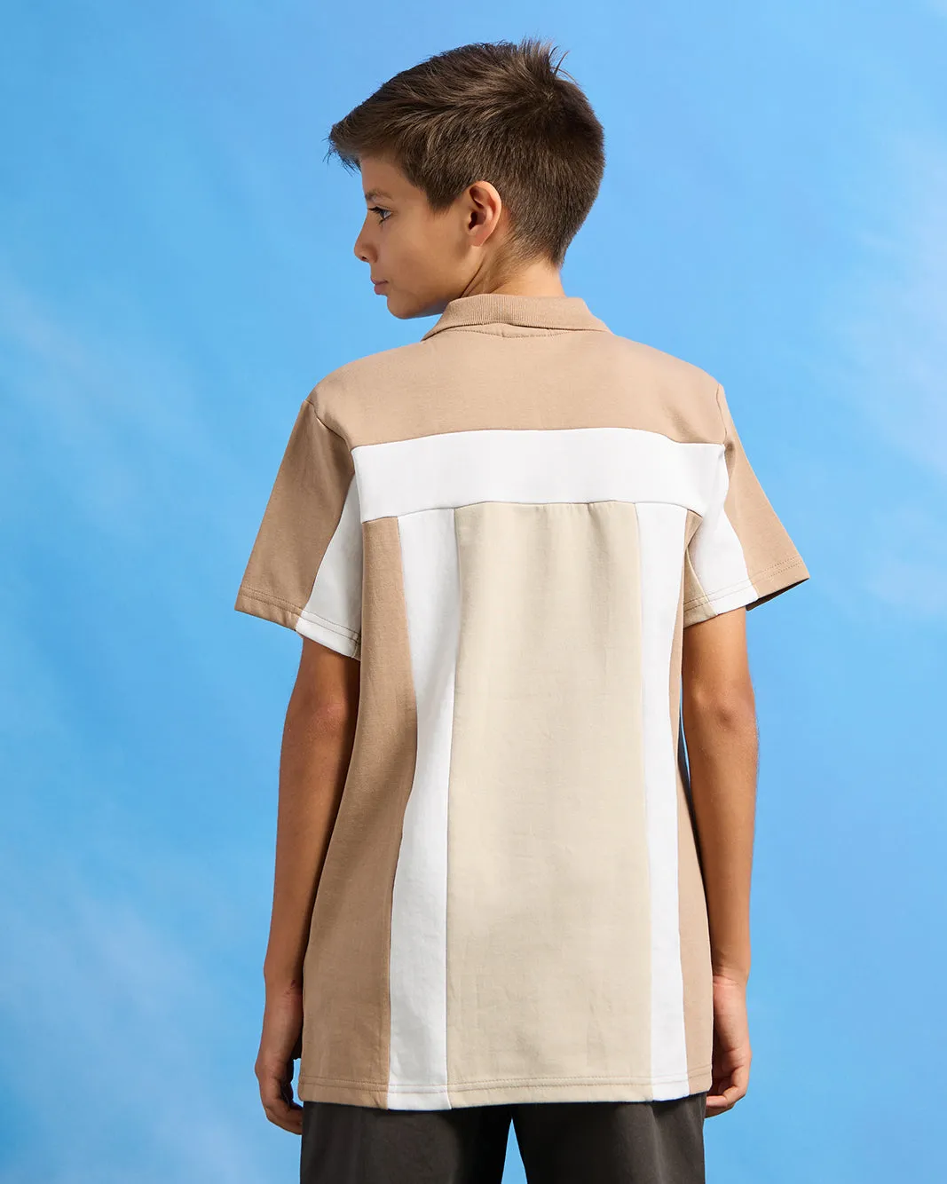 Senior Boys Beige Cut And Sew Polo Shirt sold by Redtag product image thumbnail 3