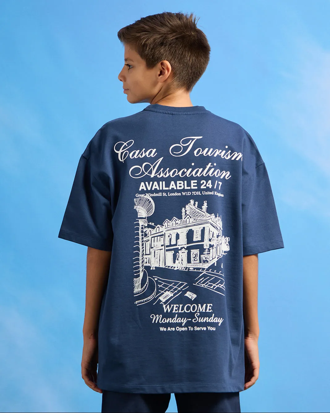 Senior Boys Blue Printed Oversize T-Shirt sold by Redtag product image thumbnail 3