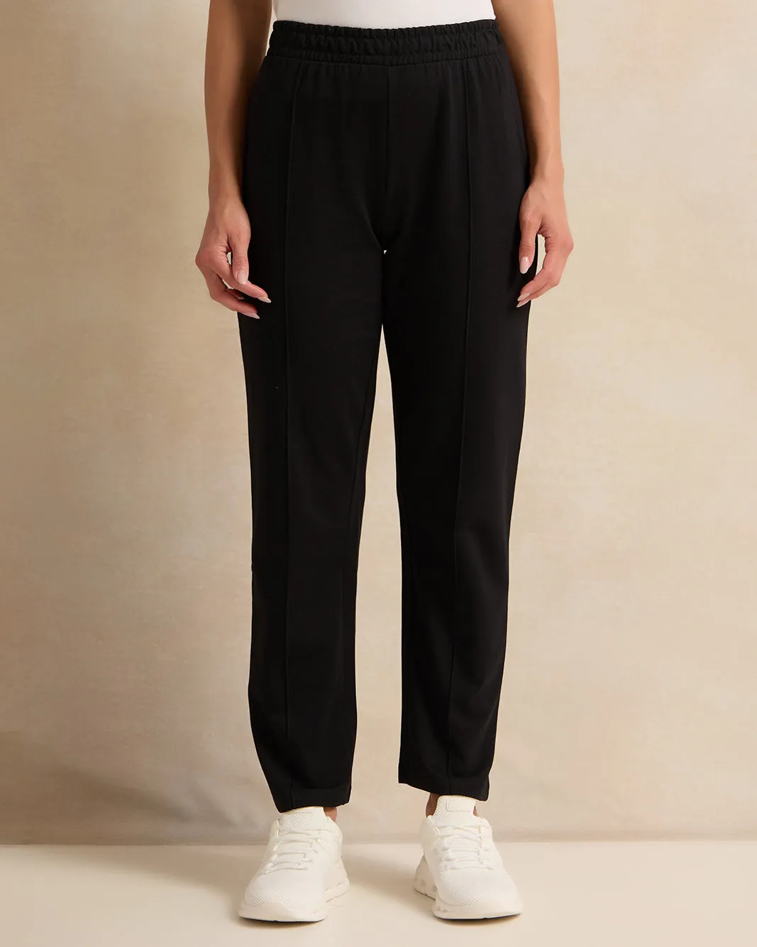 Women Black Solid Active Pants sold by Redtag