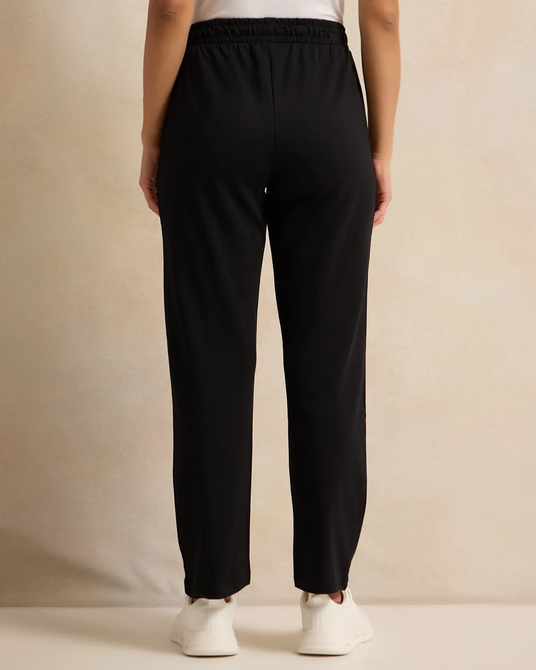 Women Black Solid Active Pants sold by Redtag product image thumbnail 3