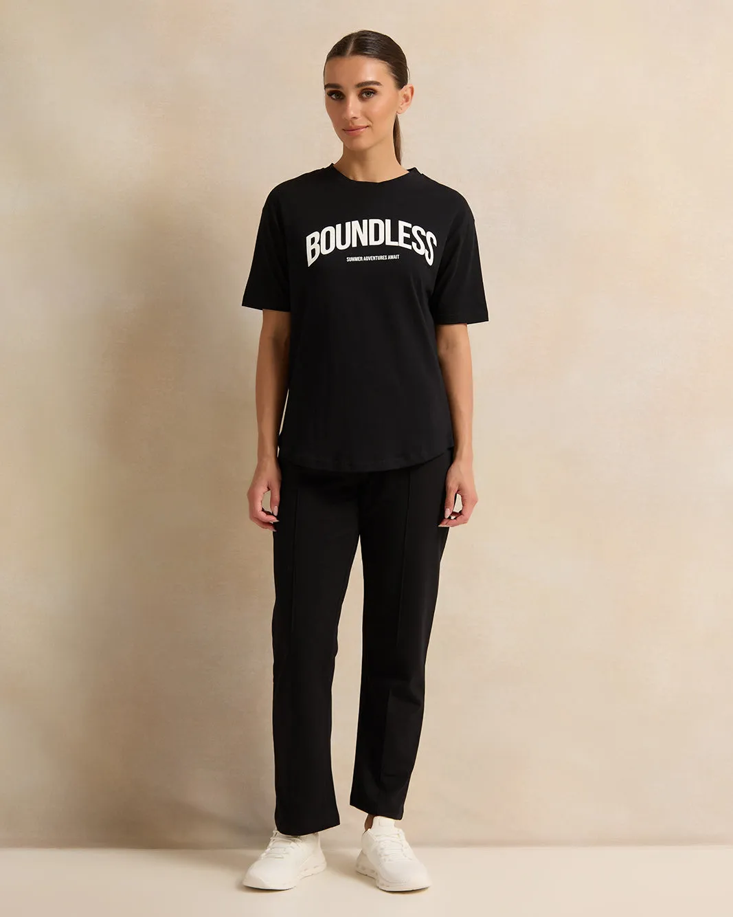 Women Black Solid Active Pants sold by Redtag product image thumbnail 2