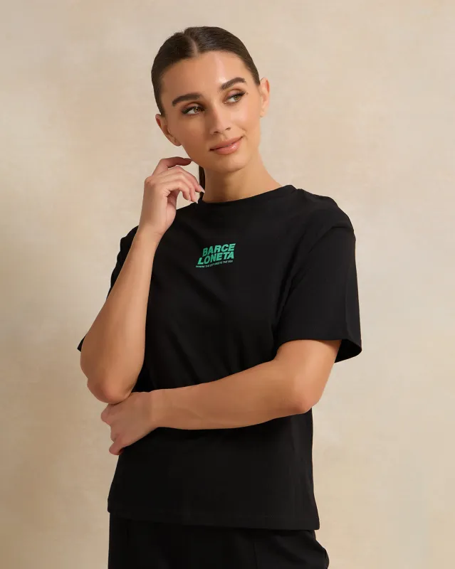 Women Black Oversized Active T-Shirt sold by Redtag