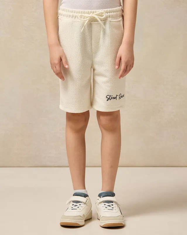 Boys Cream Street Racer Jacquard Shorts sold by Redtag