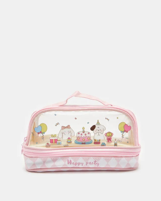 Girls Pink Printed Pouch sold by Redtag