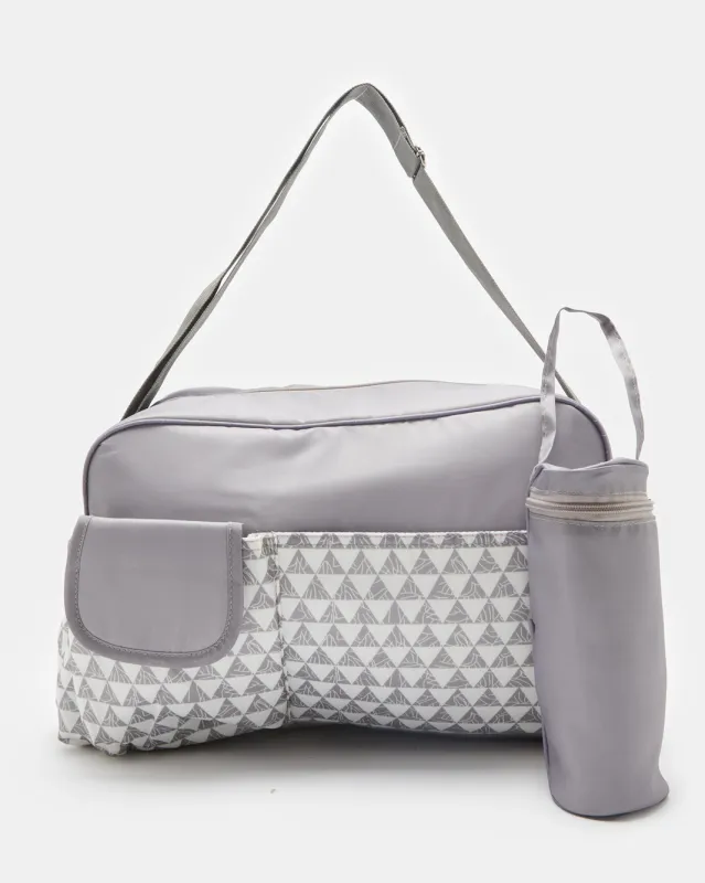 Grey Printed Diaper Bag sold by Redtag