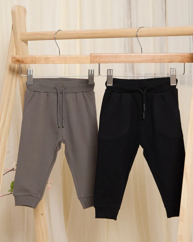 Infant Boys Black And Grey Active Pants Set (Pack Of 2) sold by Redtag