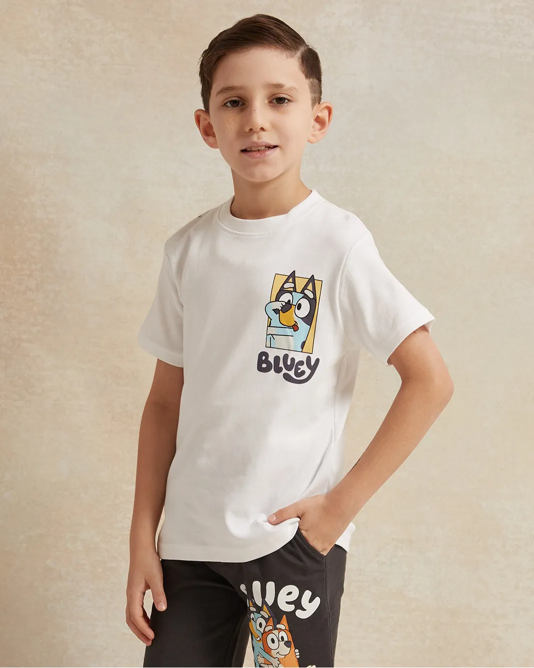 Boys White Bluey Print T-Shirt sold by Redtag